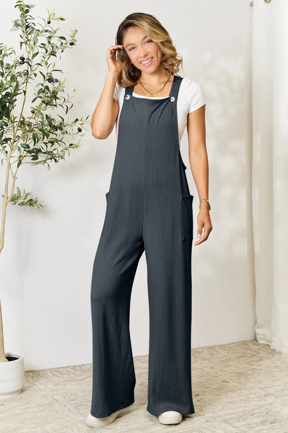 Full Size Wide Strap Overall with Pockets, image 28