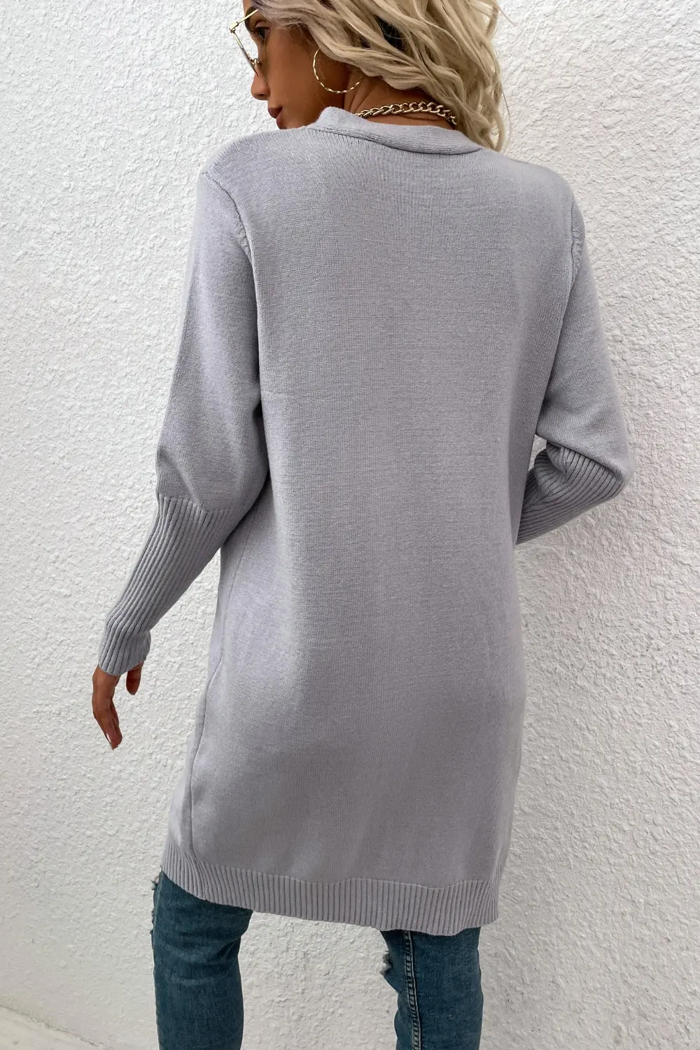 Open Front Long Sleeve Cardigan with Pockets, image 8