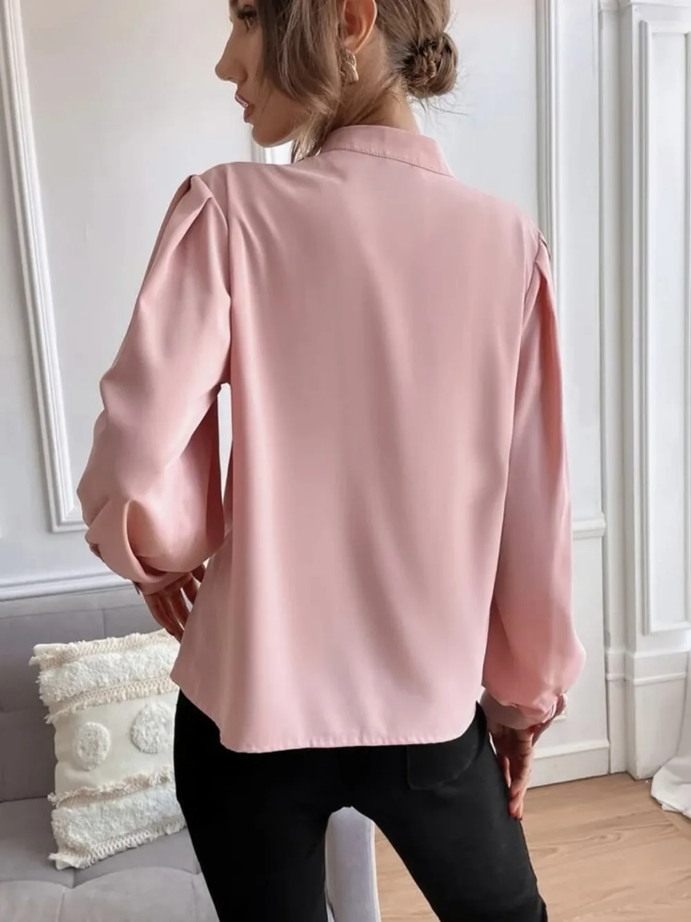 Mock Neck Button Front Shirt, image 10