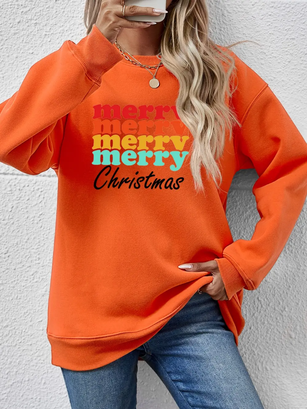 MERRY CHRISTMAS Graphic Long Sleeve Sweatshirt, image 25