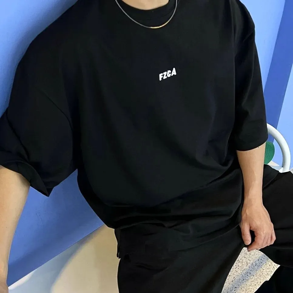Men's Plus Size Letter Round Neck Half Sleeve T-Shirt, image 7