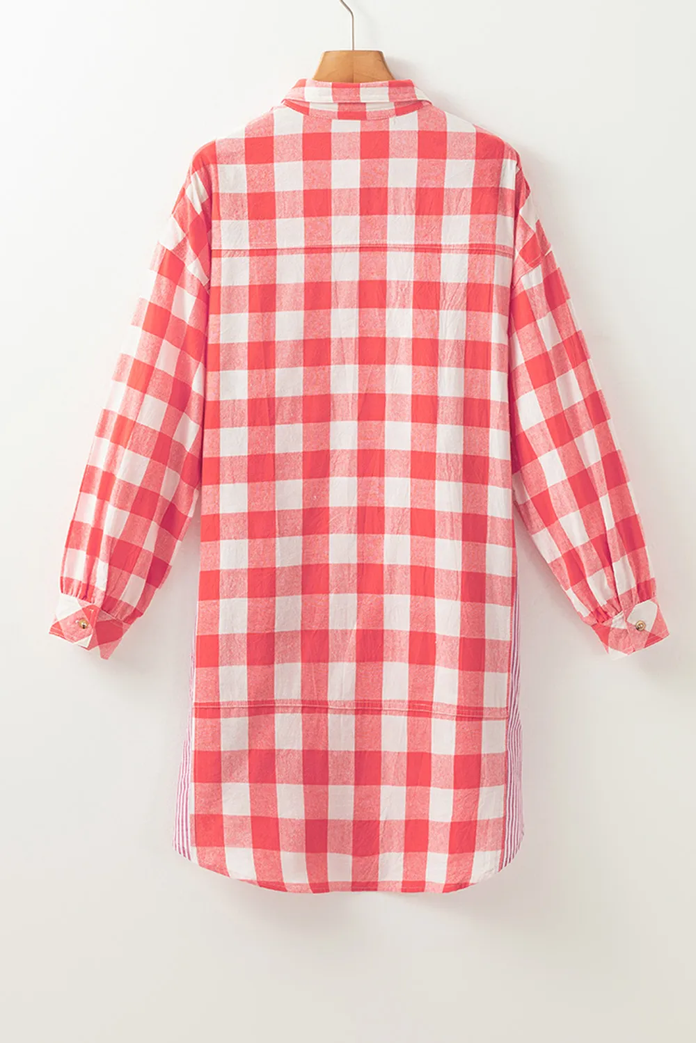 Plaid Collared Neck Long Sleeve Shirt Dress, image 2