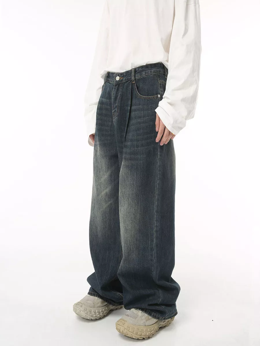 Men's Vintage Wash Wide Leg Jeans, image 6