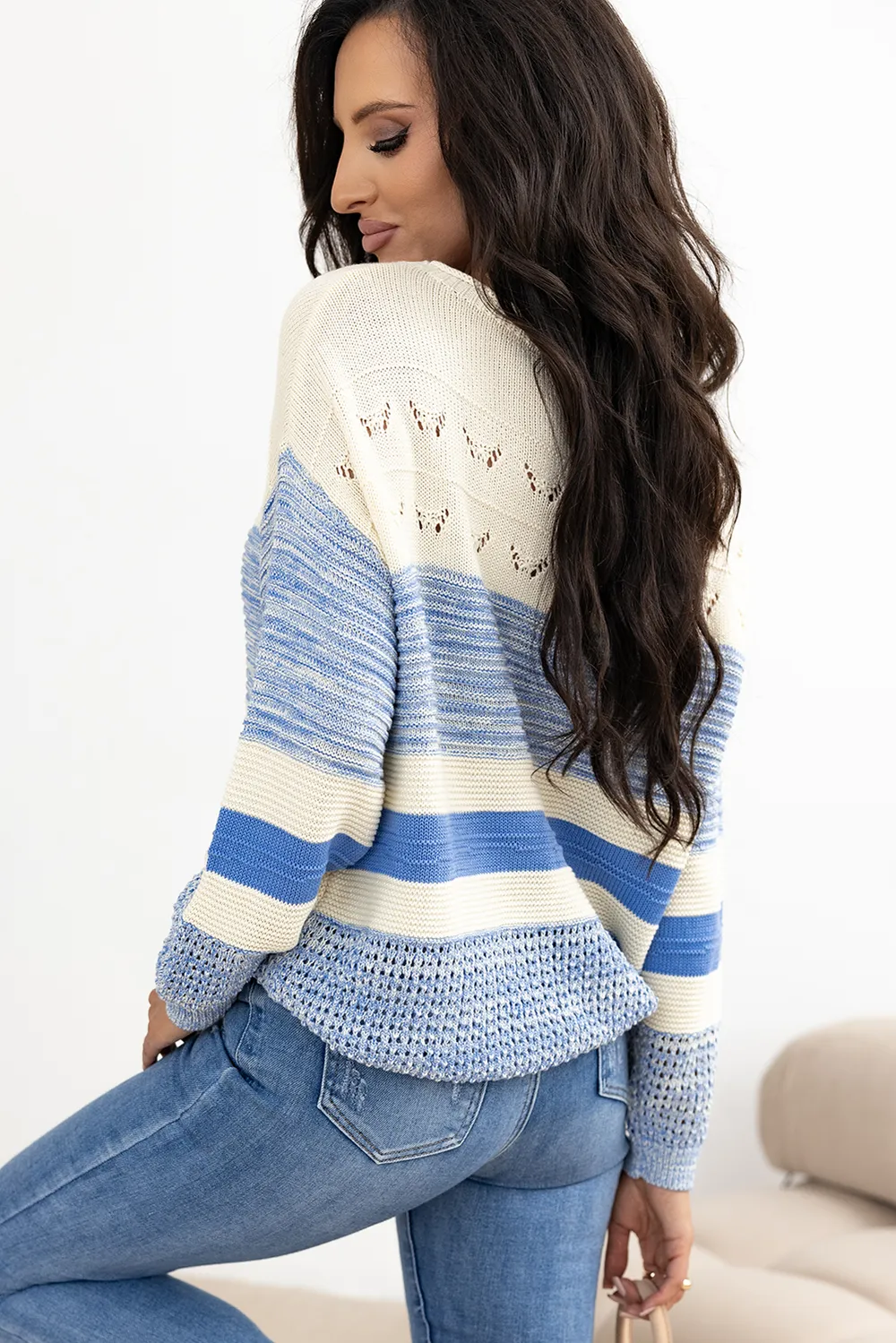 Contrast Round Neck Long Sleeve Sweater, image 3