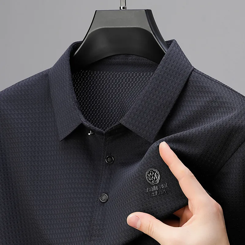 Men's Plus Size Textured Short Sleeve Polo Shirt, image 8