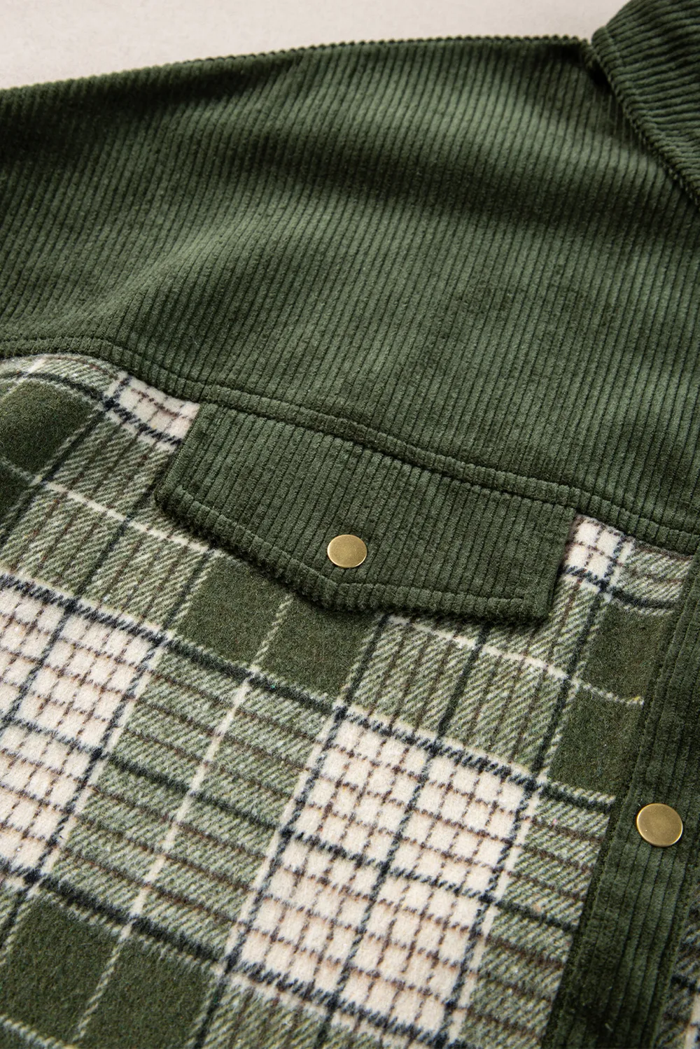 Snap Down Collared Neck Plaid Shacket, image 2