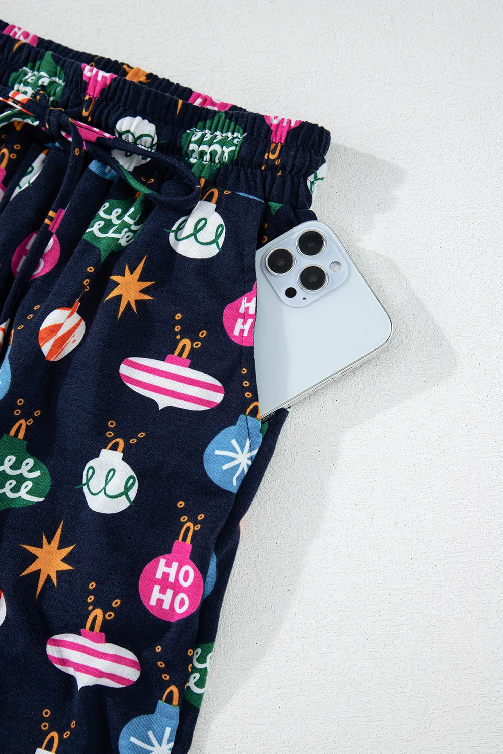 Christmas Lights Print Collared Neck Top and Pants Set, image 4