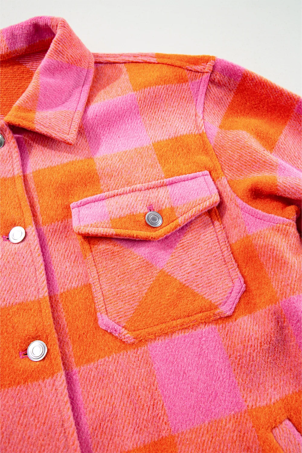Plaid Collared Neck Button Up Jacket, image 2