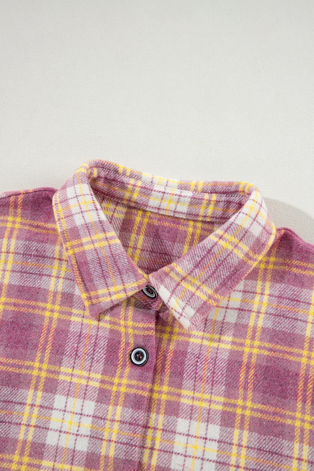 Plaid Collared Neck Button Up Shacket, image 9