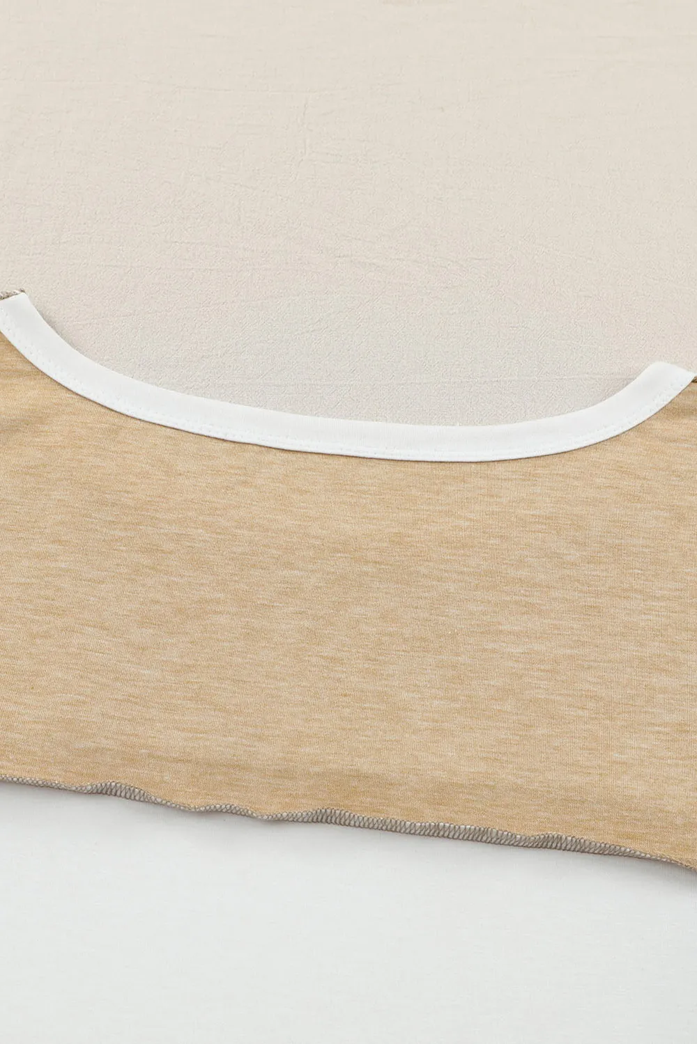 Exposed Seam Contrast Round Neck Long Sleeve Top, image 2