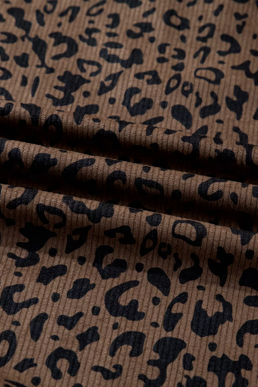 Leopard Print Quarter Zip Corduroy Sweatshirt, image 2