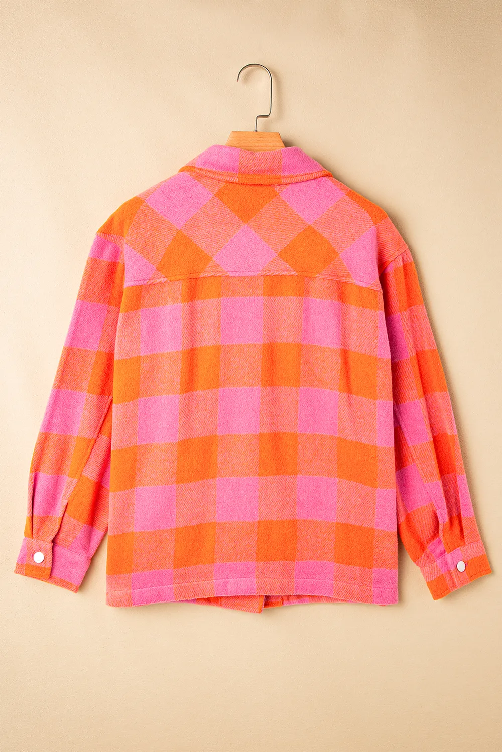 Plaid Collared Neck Button Up Jacket, image 3