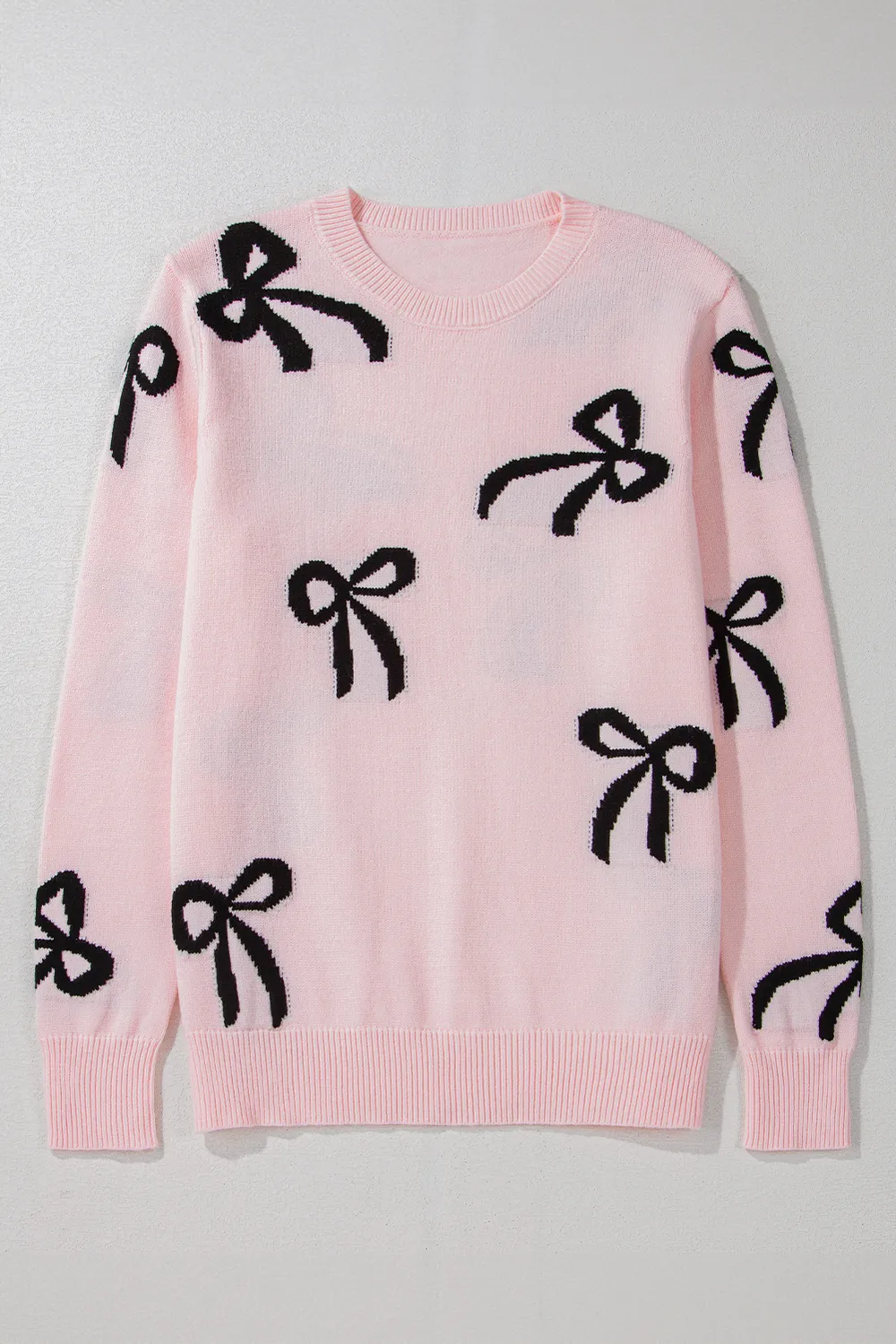 Bow Pattern Round Neck Loose Fit Sweater, image 2