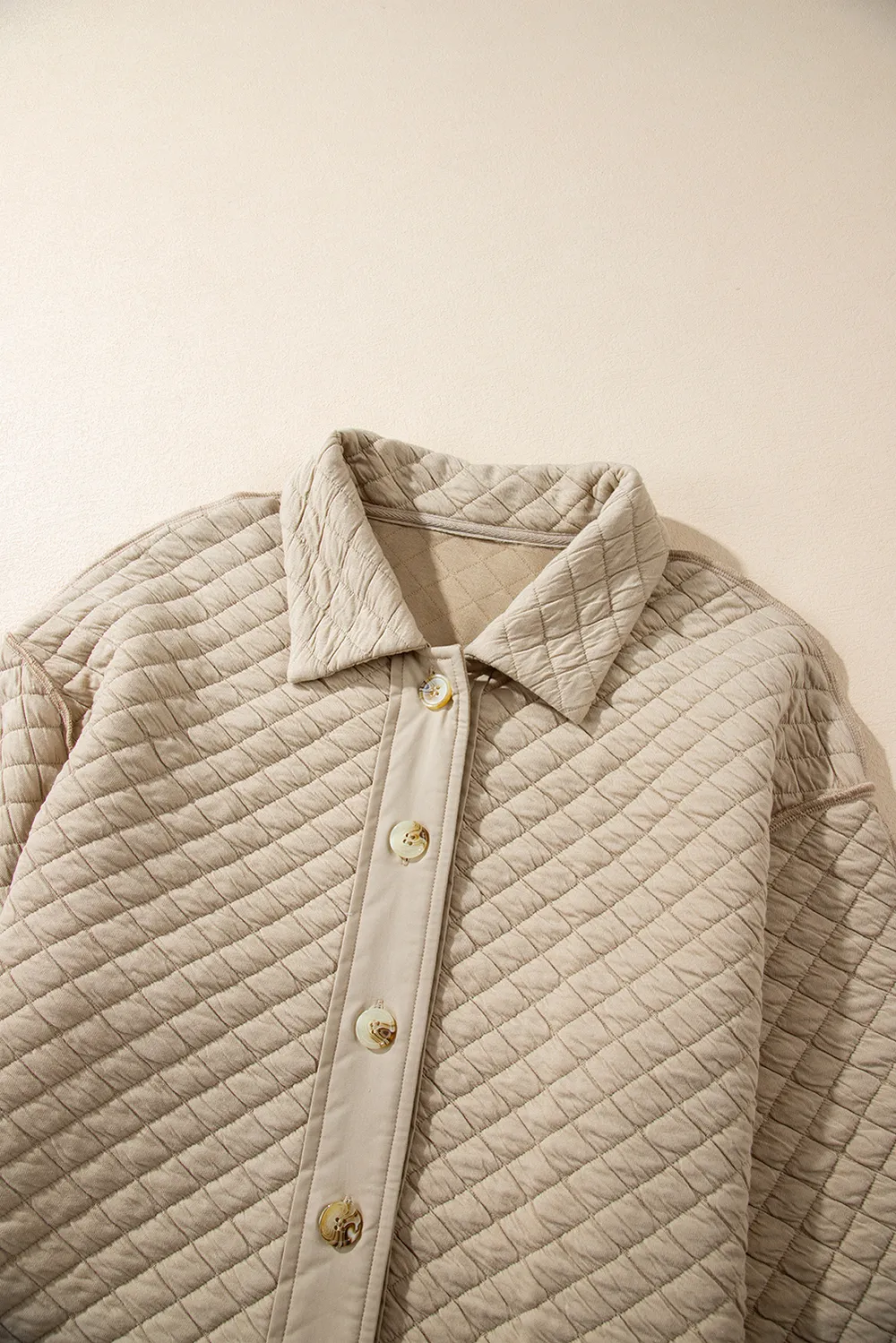 Exposed Seam Collared Neck Button Up Shacket, image 3