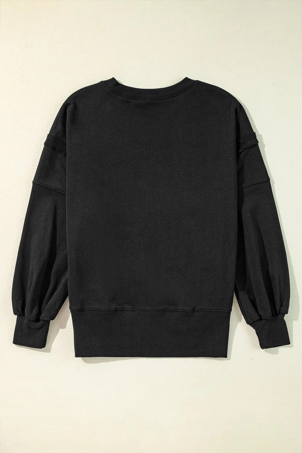 Side Slit Round Neck Long Sleeve Sweatshirt, image 2