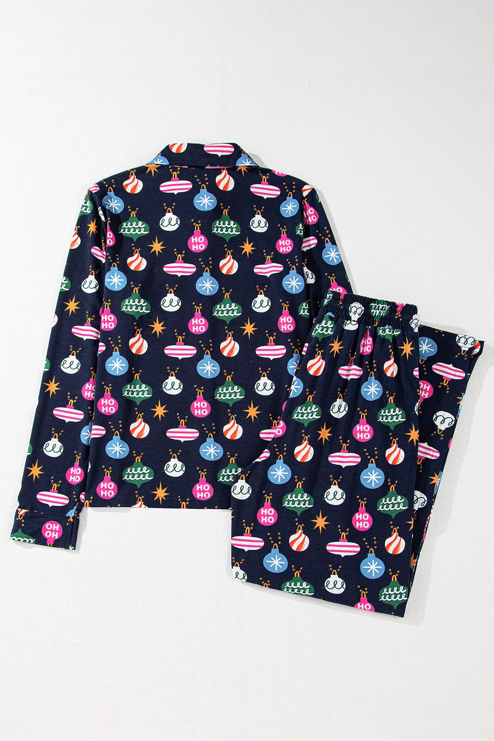 Christmas Lights Print Collared Neck Top and Pants Set, image 5