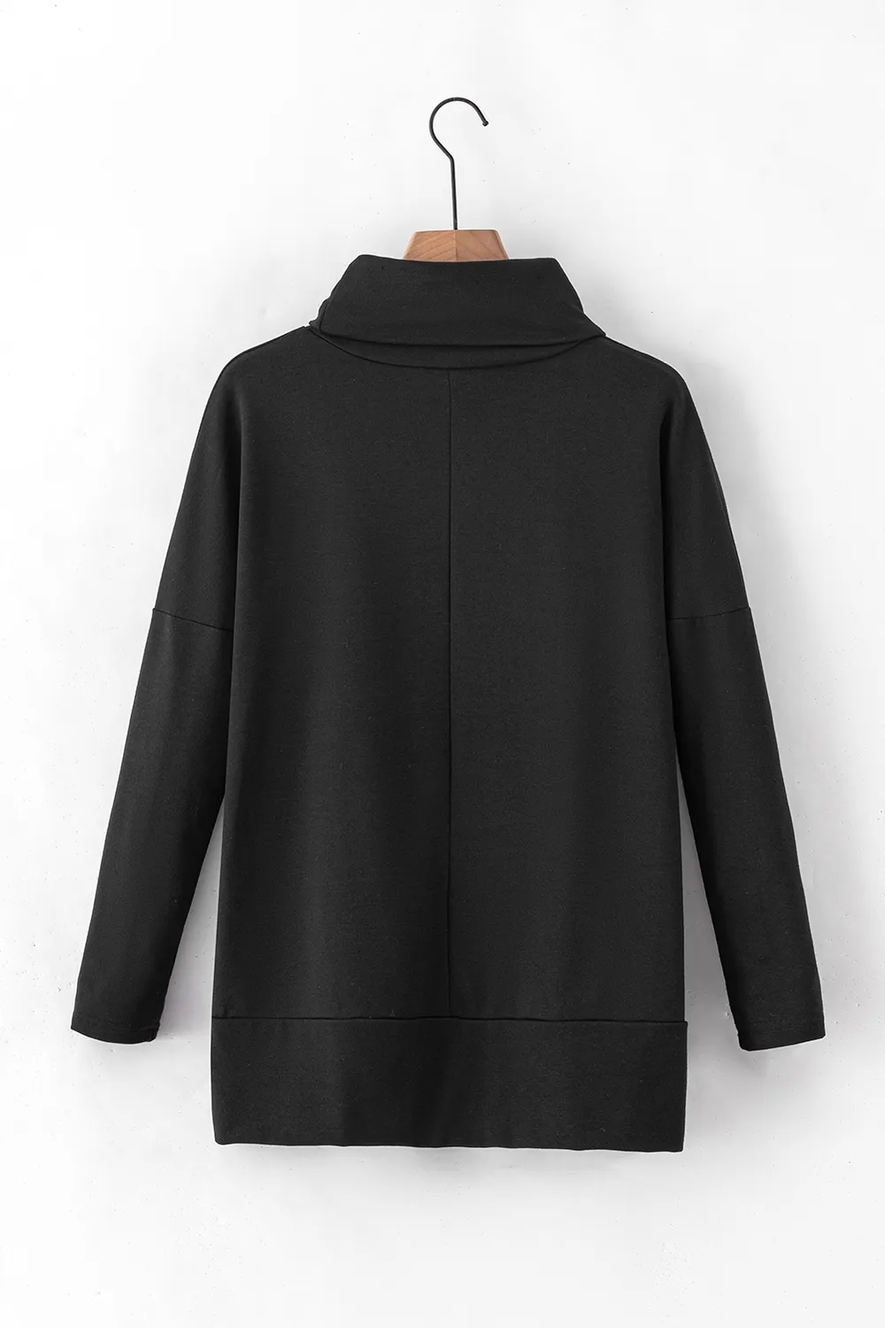 Side Slit High-Low Cowl Neck Long Sleeve Blouse, image 2