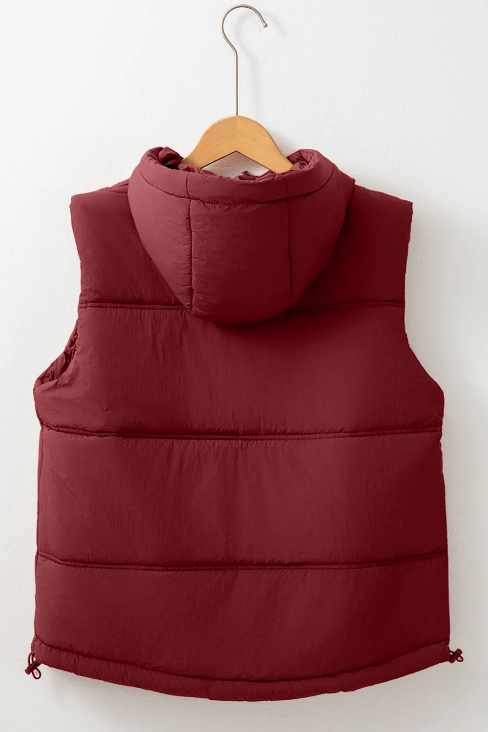 Drawstring Zip Up Hooded Vest Coat, image 2