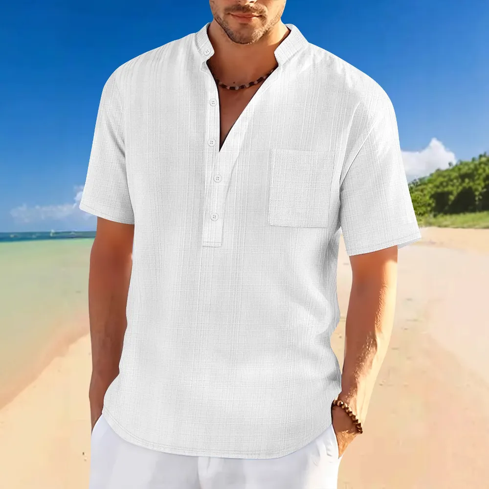 Men's Full Size Half Button Short Sleeve Polo Plus Size, image 2