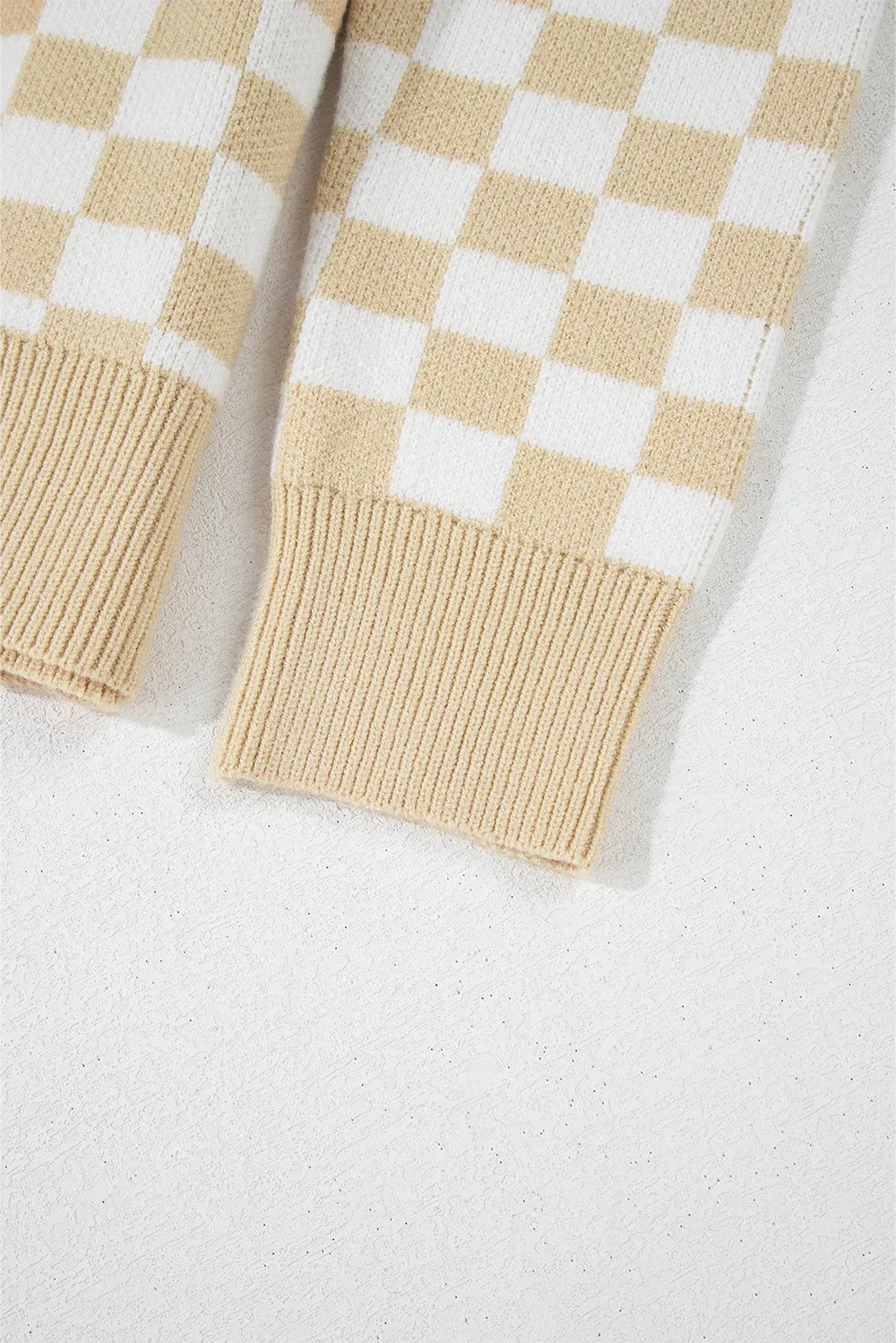 Checkered Collared Neck Long Sleeve Sweater, image 2