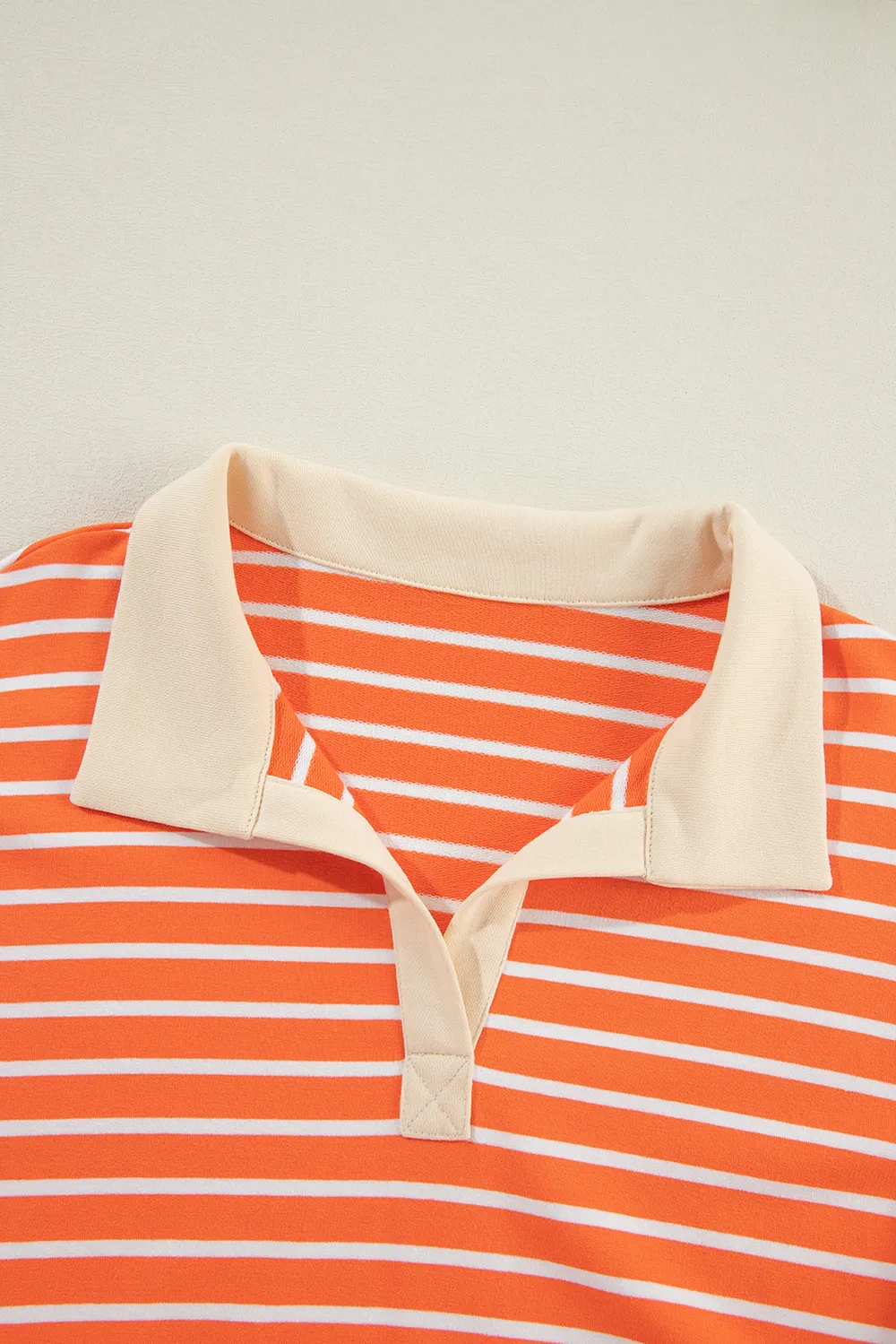 Striped Johnny Collar Long Sleeve Sweatshirt, image 4