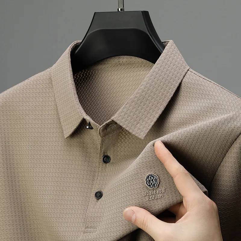 Men's Plus Size Textured Short Sleeve Polo Shirt, image 9