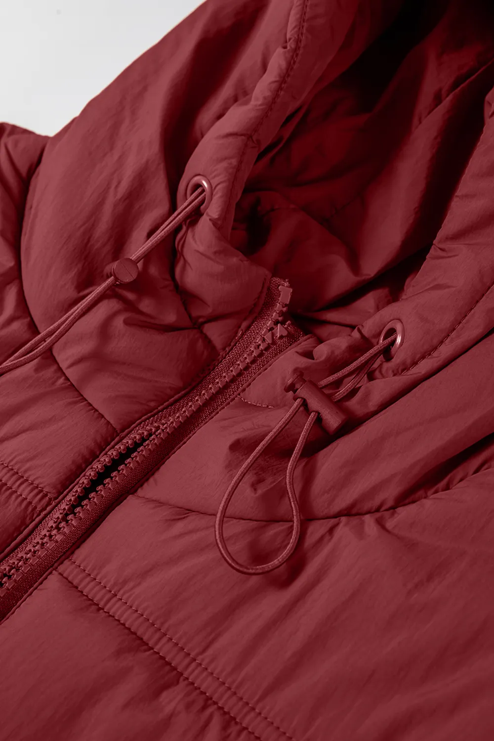 Drawstring Zip Up Hooded Vest Coat, image 3