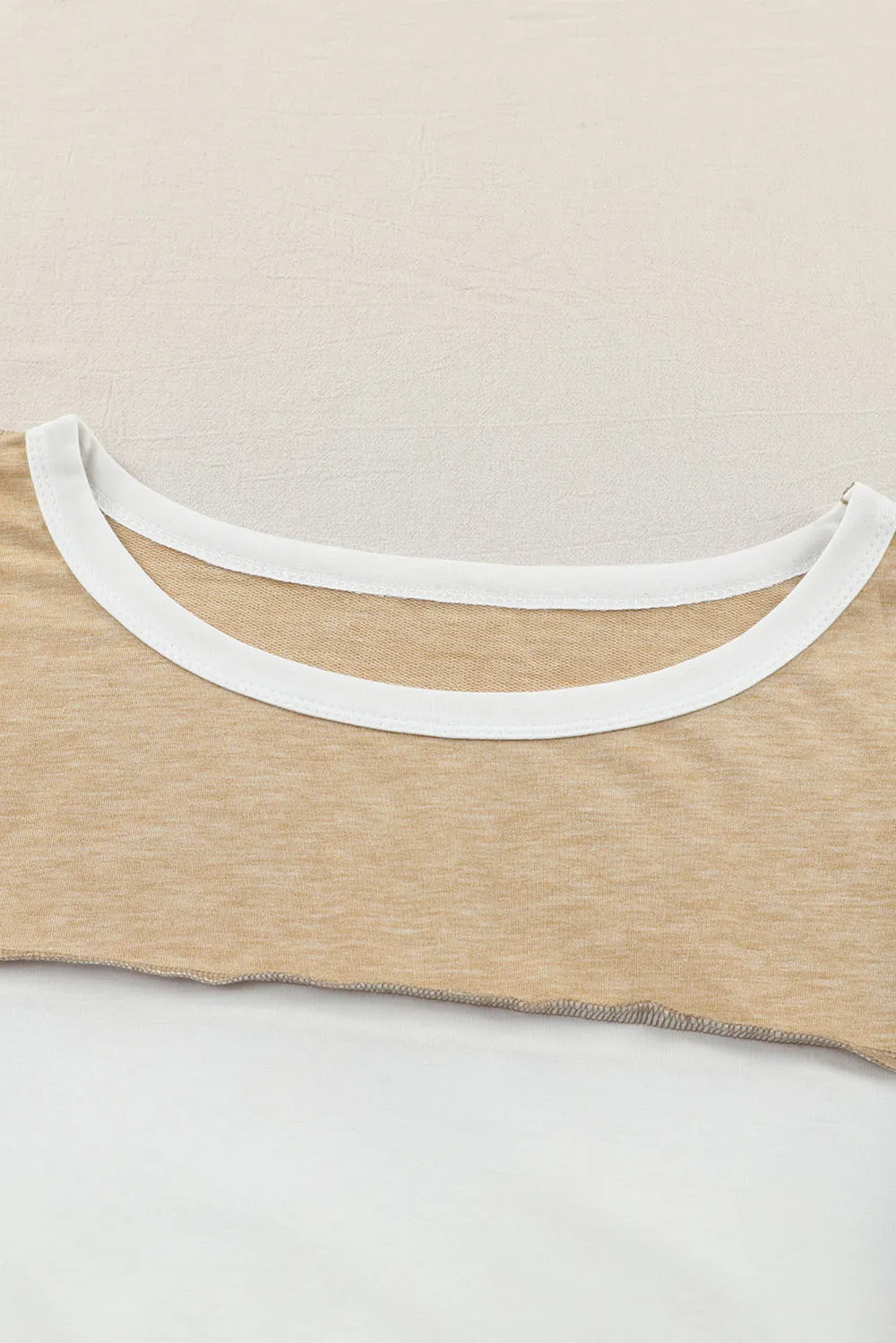 Exposed Seam Contrast Round Neck Long Sleeve Top, image 4