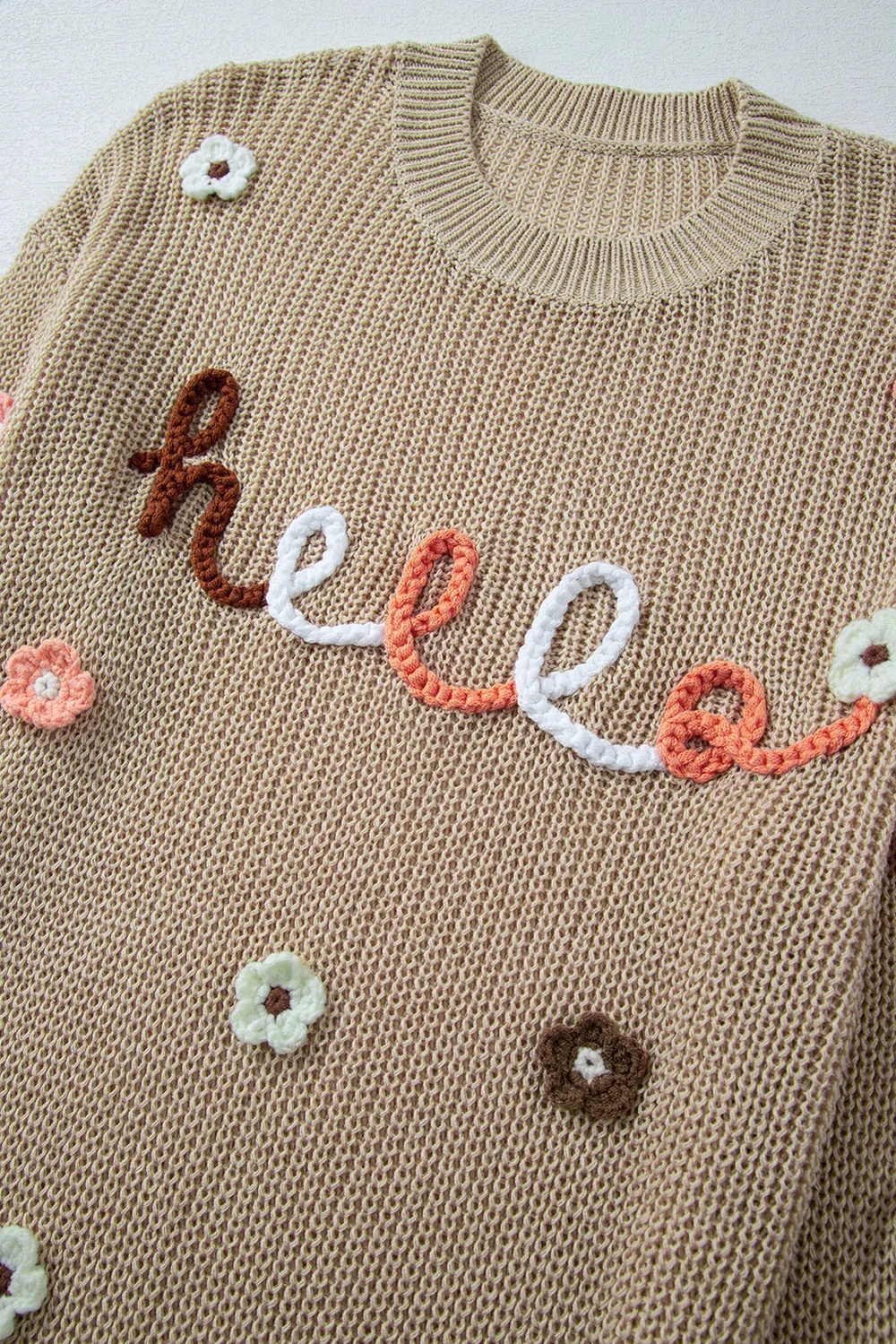 HELLO Flower Round Neck Long Sleeve Sweater, image 4