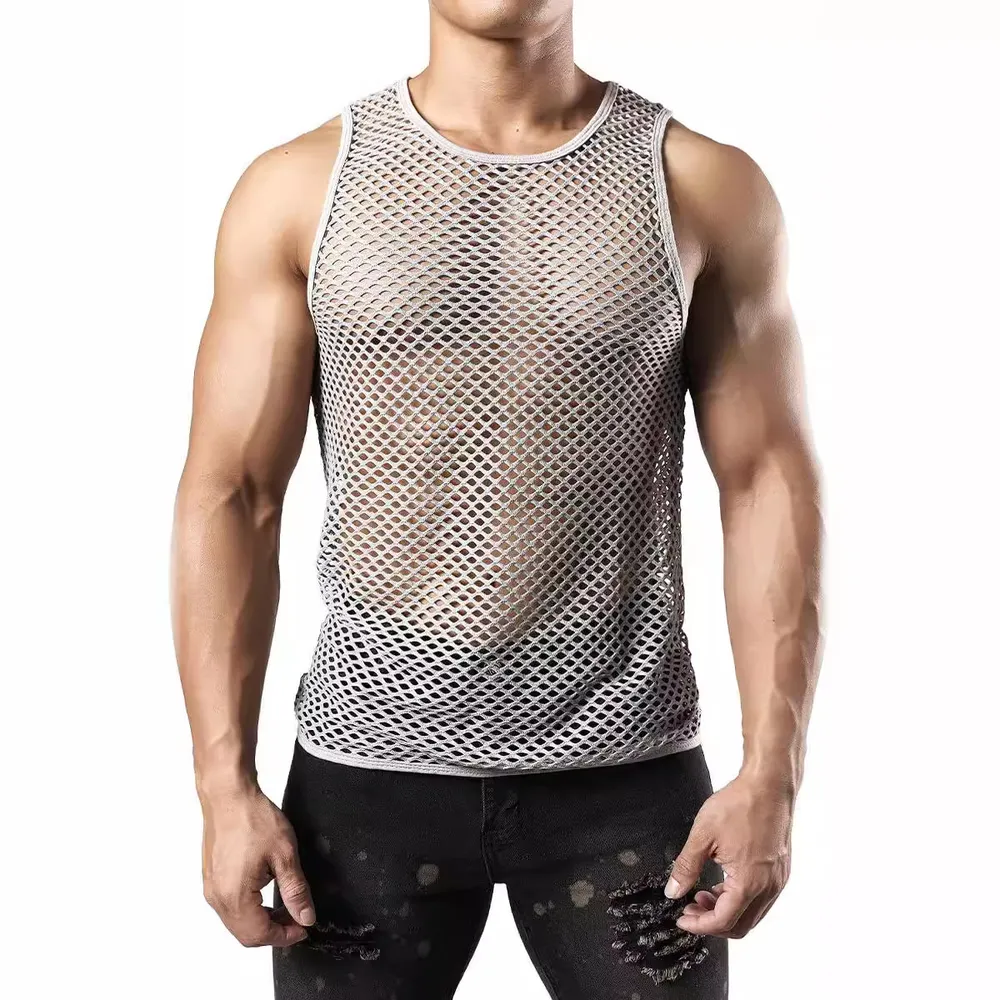 Men's Openwork Round Neck Tank, image 6