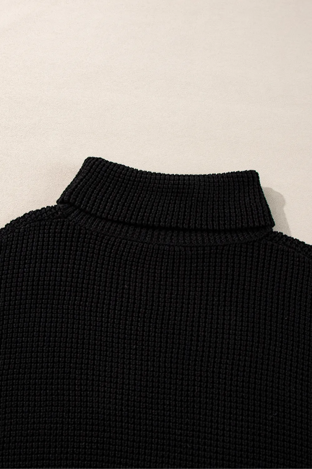 Striped & Checkered Turtleneck Dropped Shoulder Sweater, image 9
