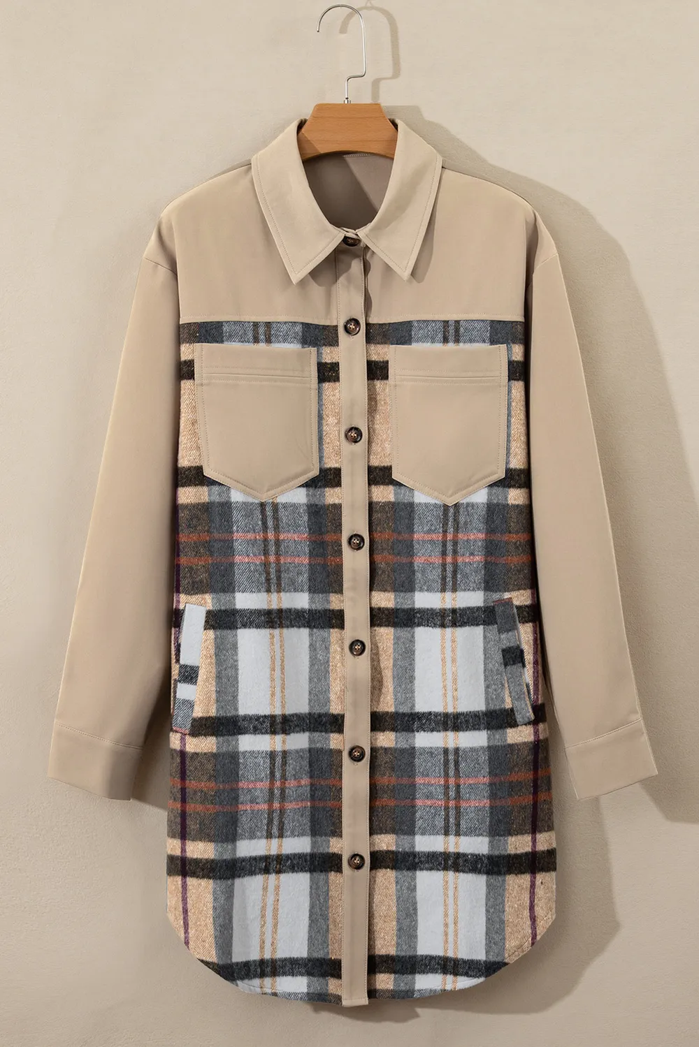 Pocketed Plaid Long Sleeve Mini Shirt Dress, image 3