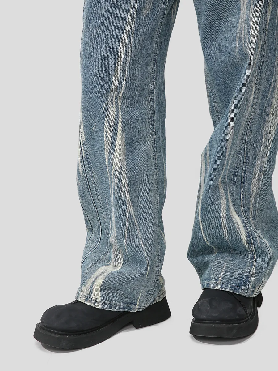 Paint Wide Leg Men's Jeans with Pockets, image 6
