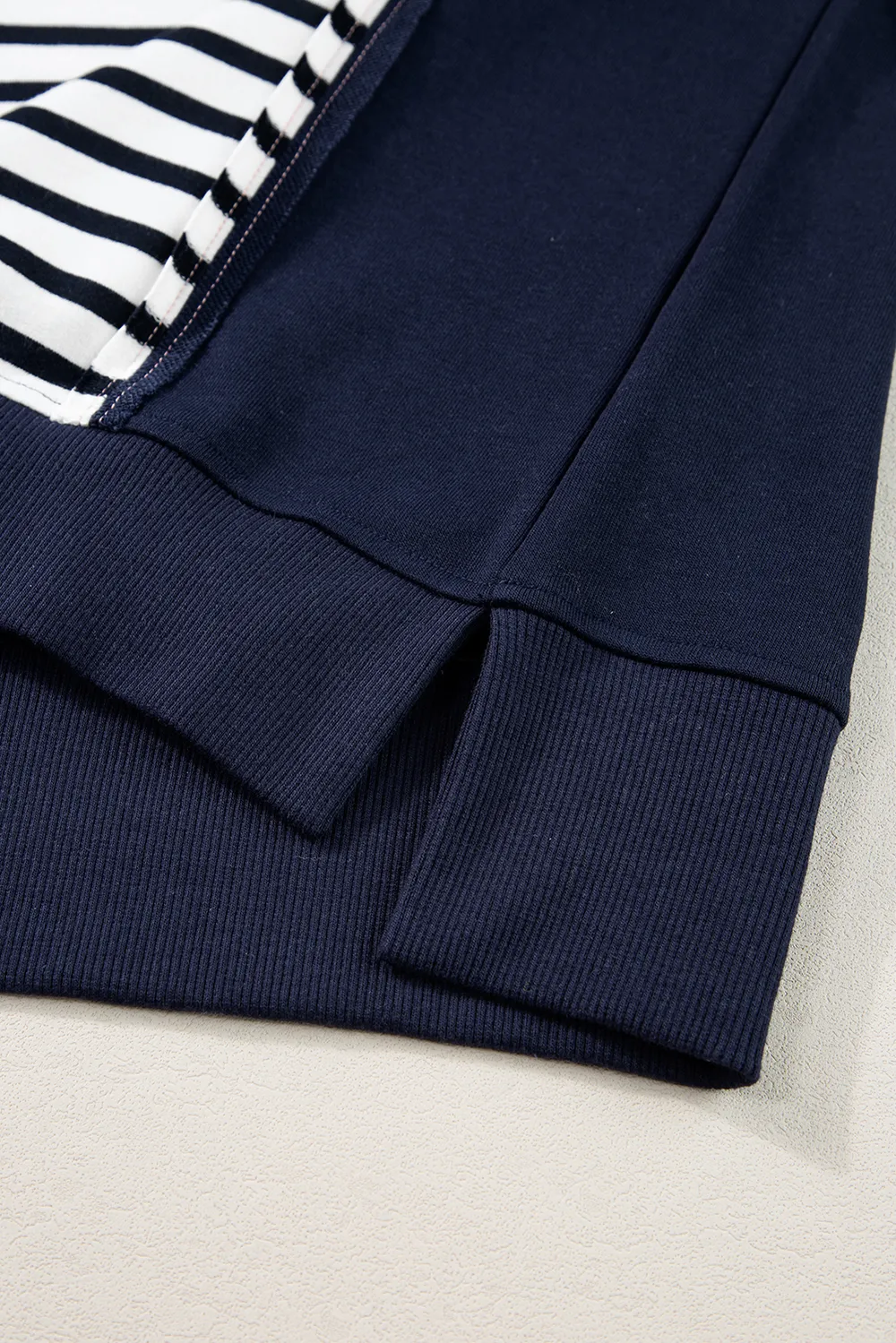 Exposed Seam Striped Long Sleeve Sweatshirt, image 3