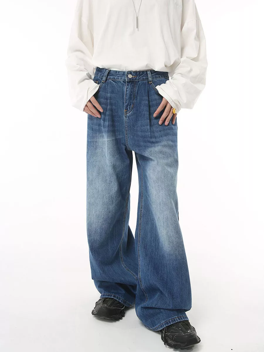 Men's Vintage Wash Wide Leg Jeans, image 2
