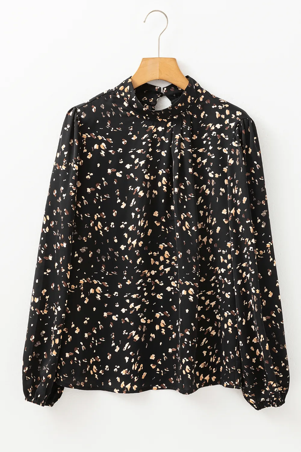 Printed Mock Neck Balloon Sleeve Blouse, image 5
