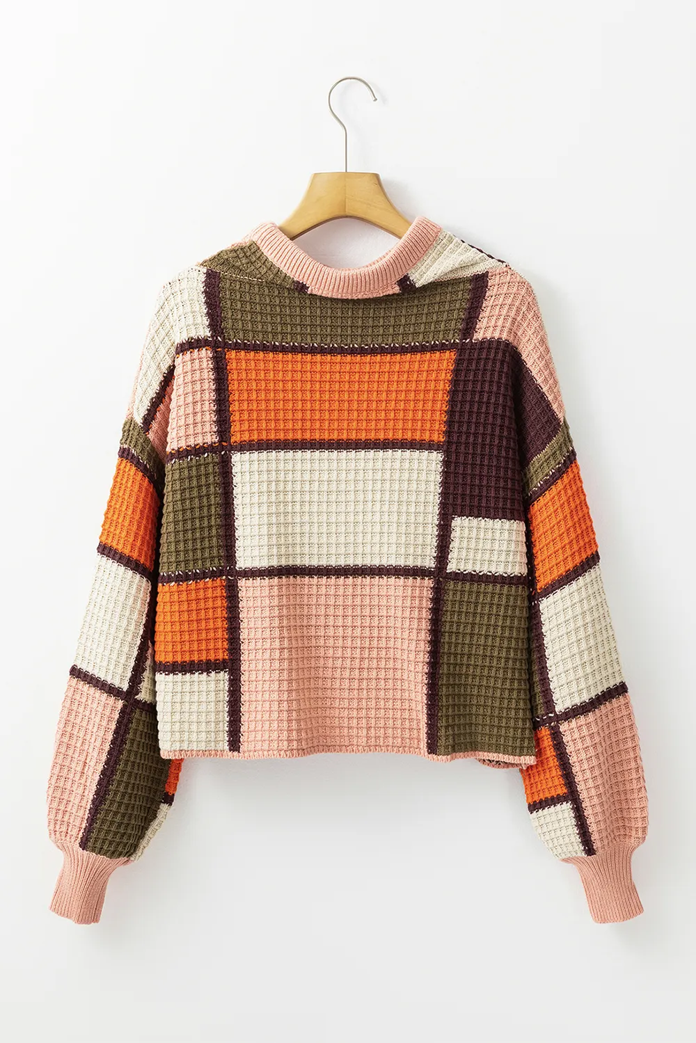 Drawstring Color Block Mock Neck Sweater, image 3