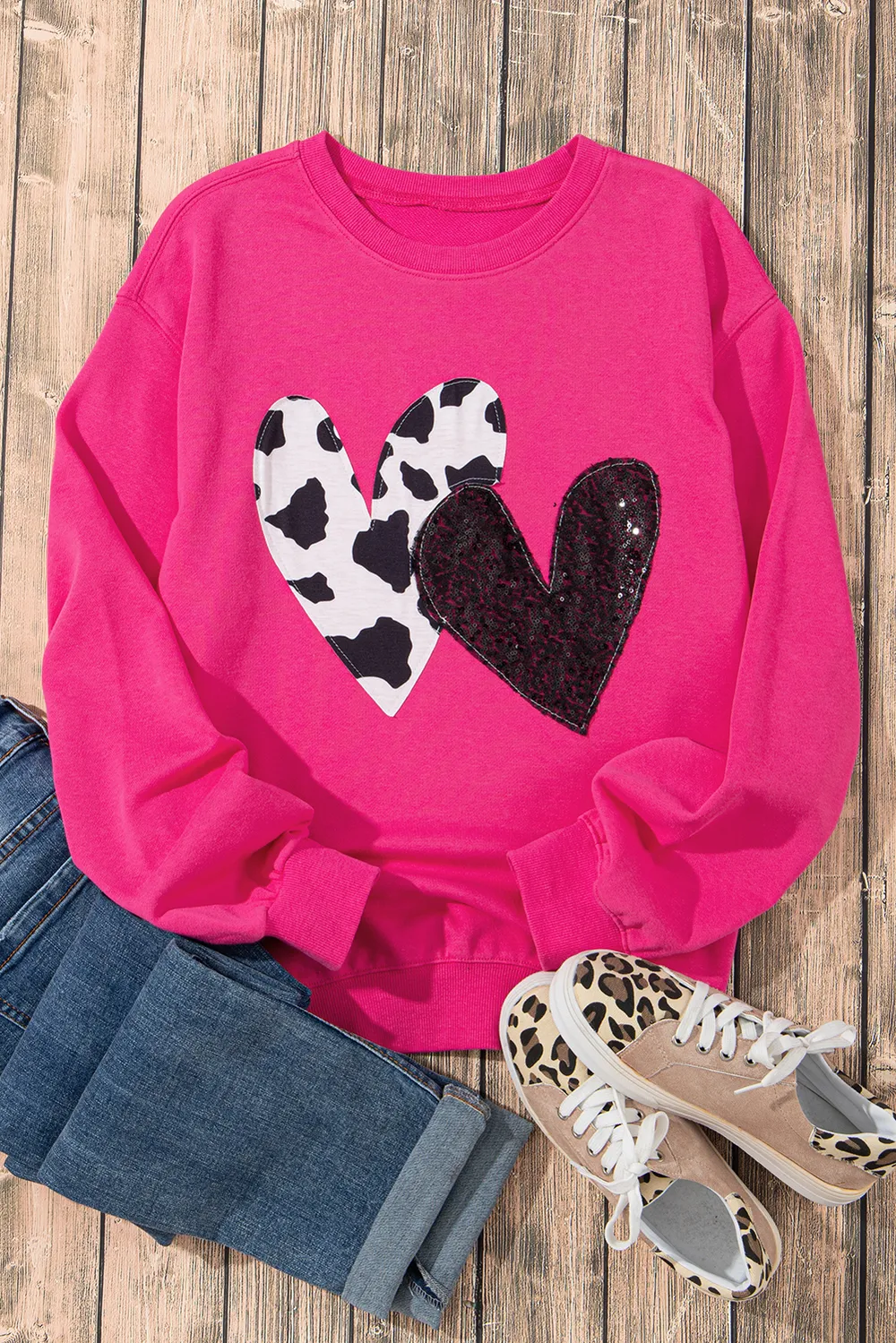 Heart Patch Long Sleeve Sweatshirt, image 4