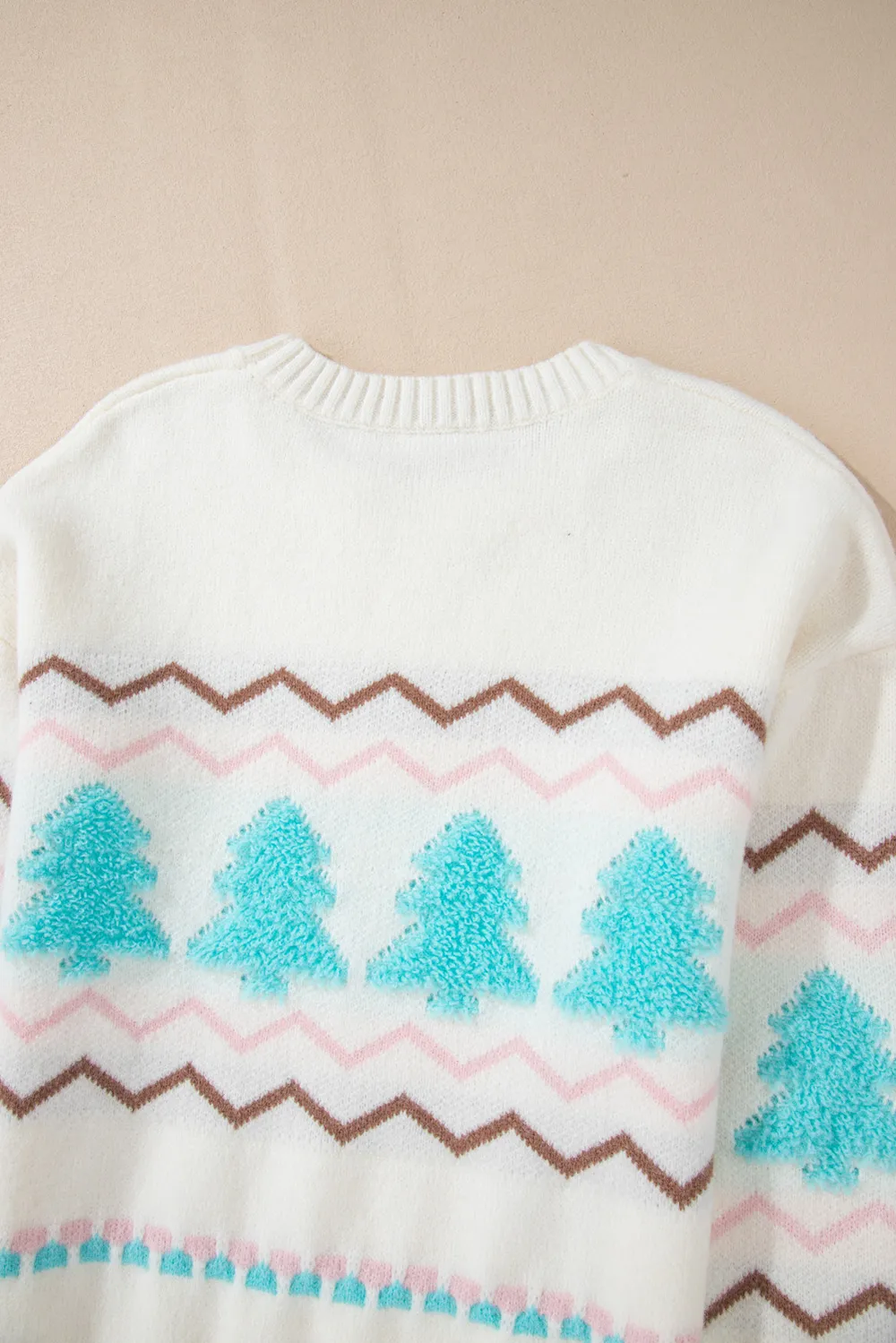 Christmas Tree Ribbed Hem Dropped Shoulder Sweater, image 4