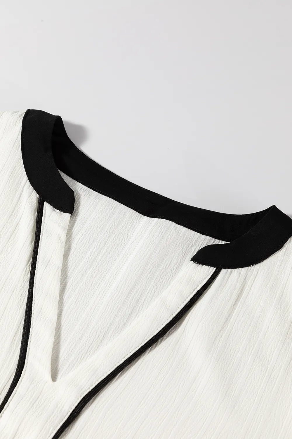 Contrast Notched Long Sleeve Blouse, image 3