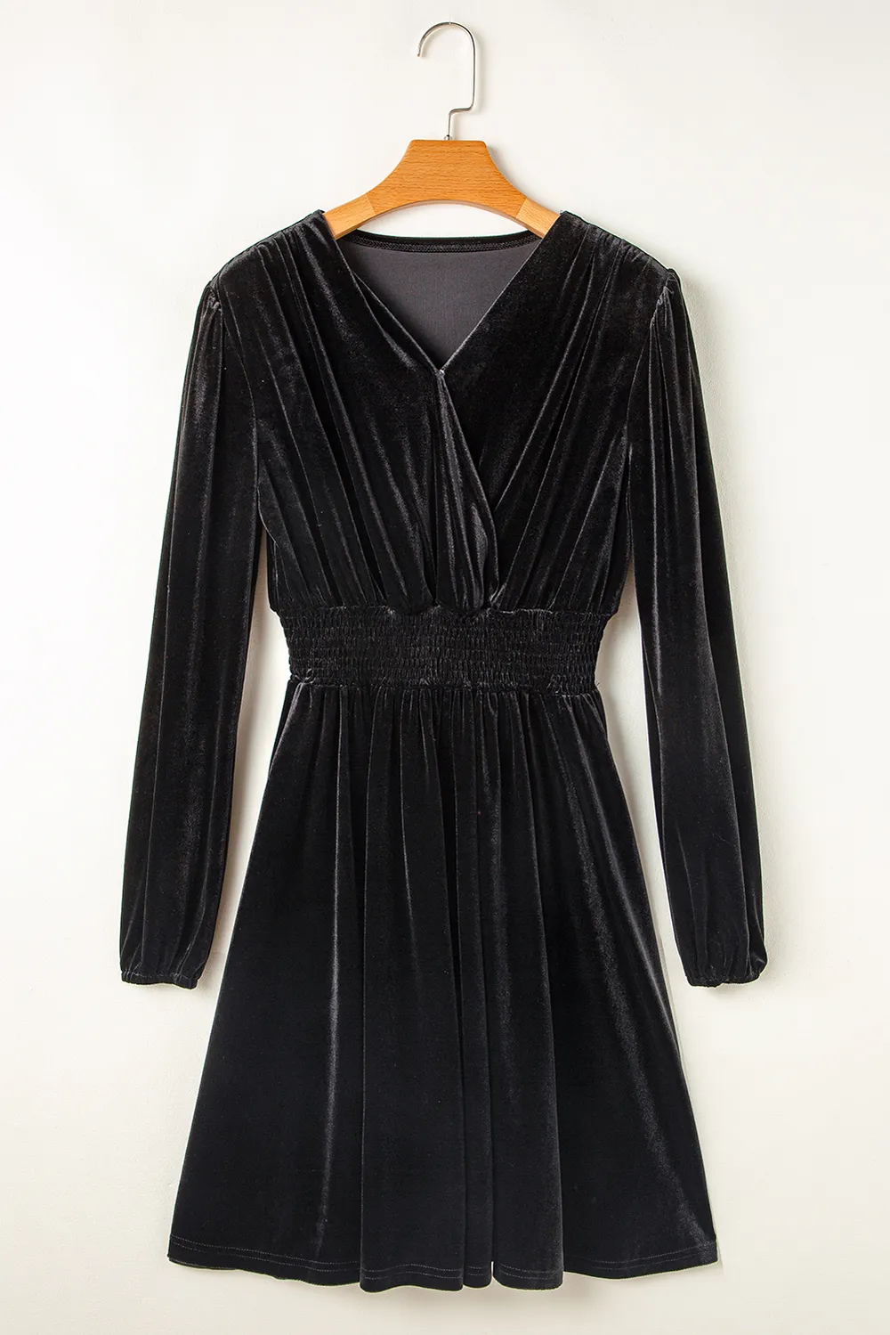 Surplice Long Sleeve Velvet Dress, image 3