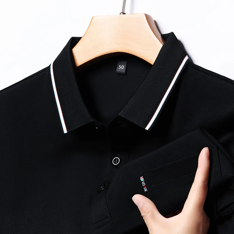 Men's Plus Size Classic Business Casual Striped Collar Polo Shirt