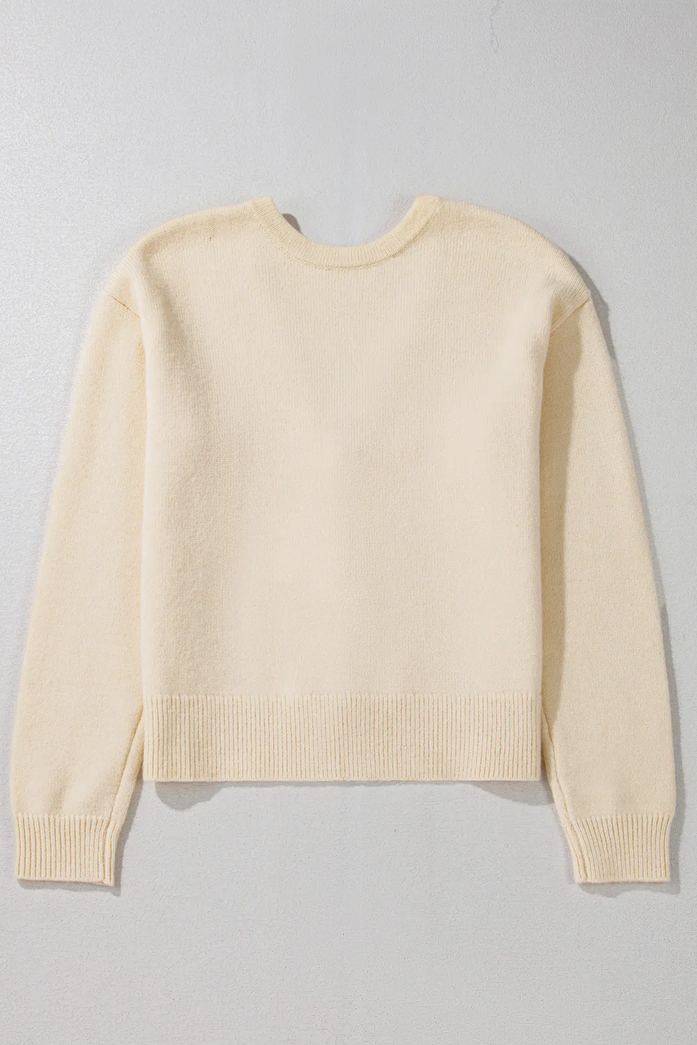 Bowknot Front V Neck Long Sleeve Sweater, image 5