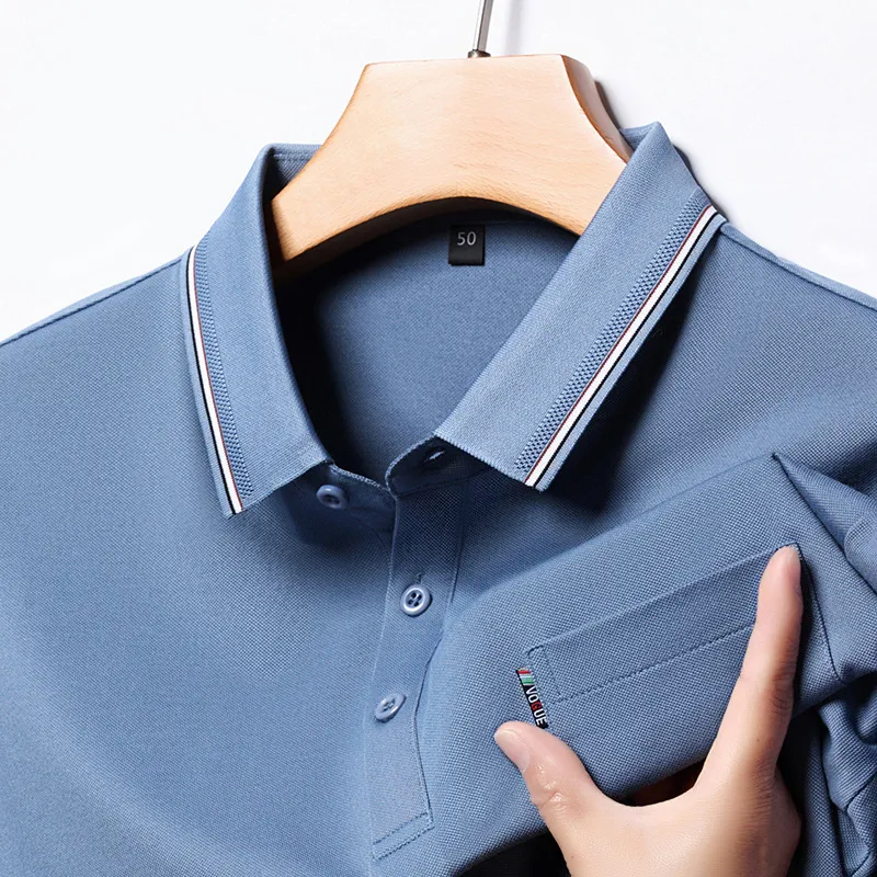 Men's Plus Size Classic Business Casual Striped Collar Polo Shirt, image 11
