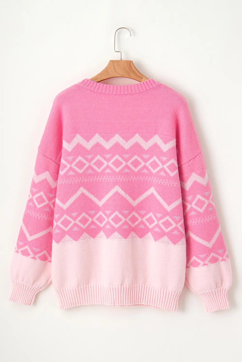 Geometric Drop Shoulder Long Sleeve Sweater, image 8
