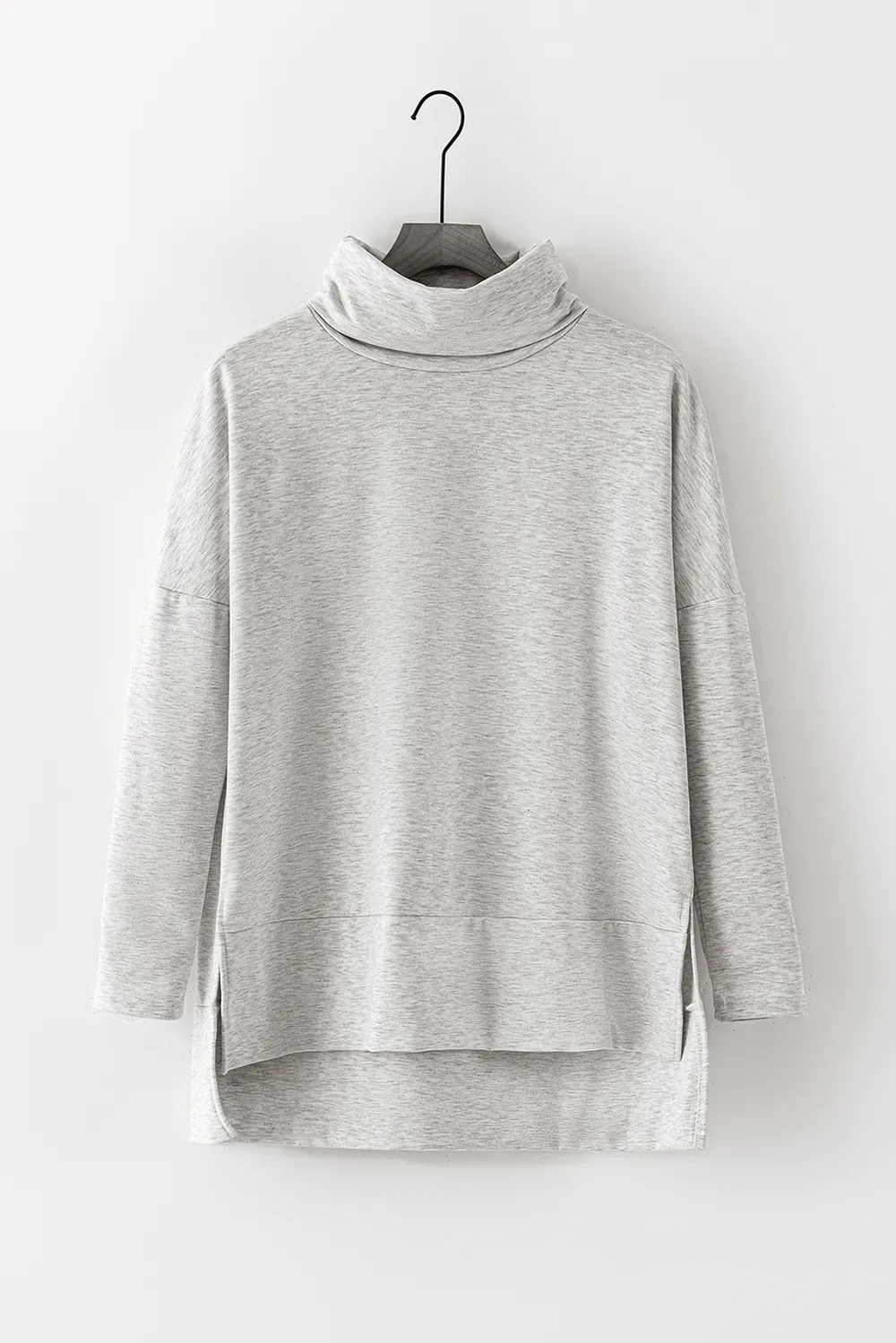 Side Slit High-Low Cowl Neck Long Sleeve Blouse, image 6