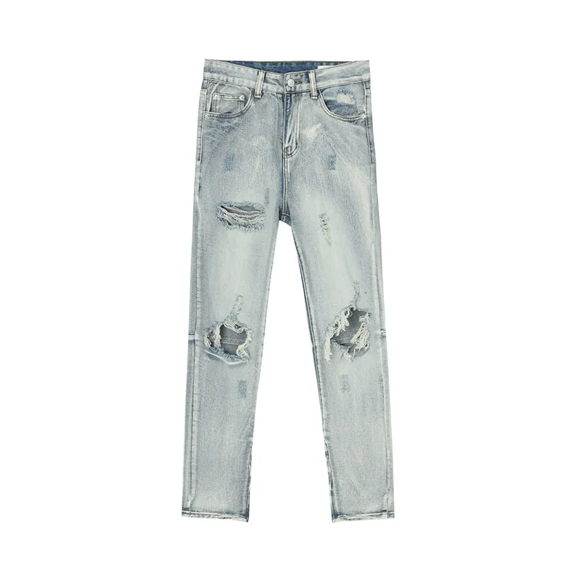 Pocketed Distressed Jeans with Side Zip, image 5