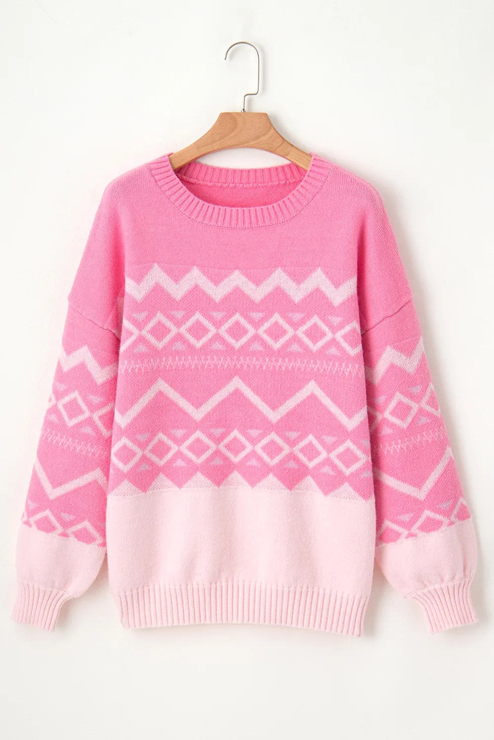 Geometric Drop Shoulder Long Sleeve Sweater, image 7