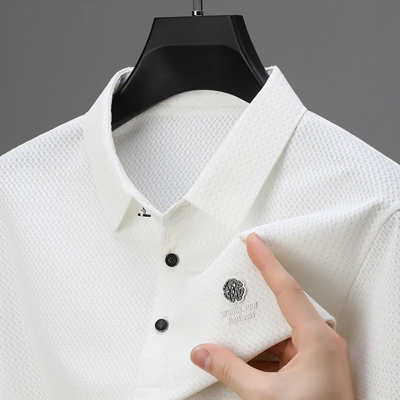 Men's Plus Size Textured Short Sleeve Polo Shirt, image 2