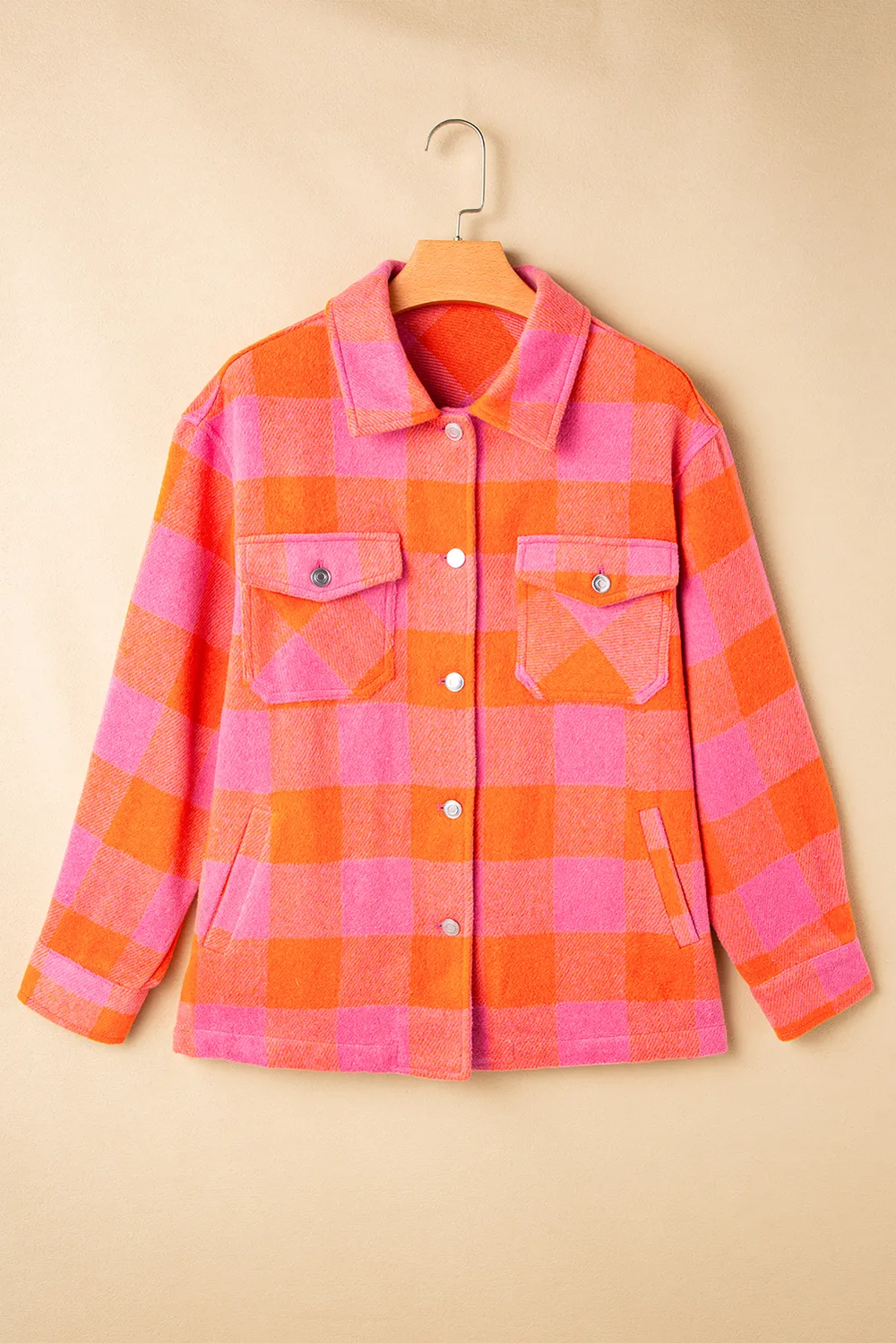 Plaid Collared Neck Button Up Jacket, image 4